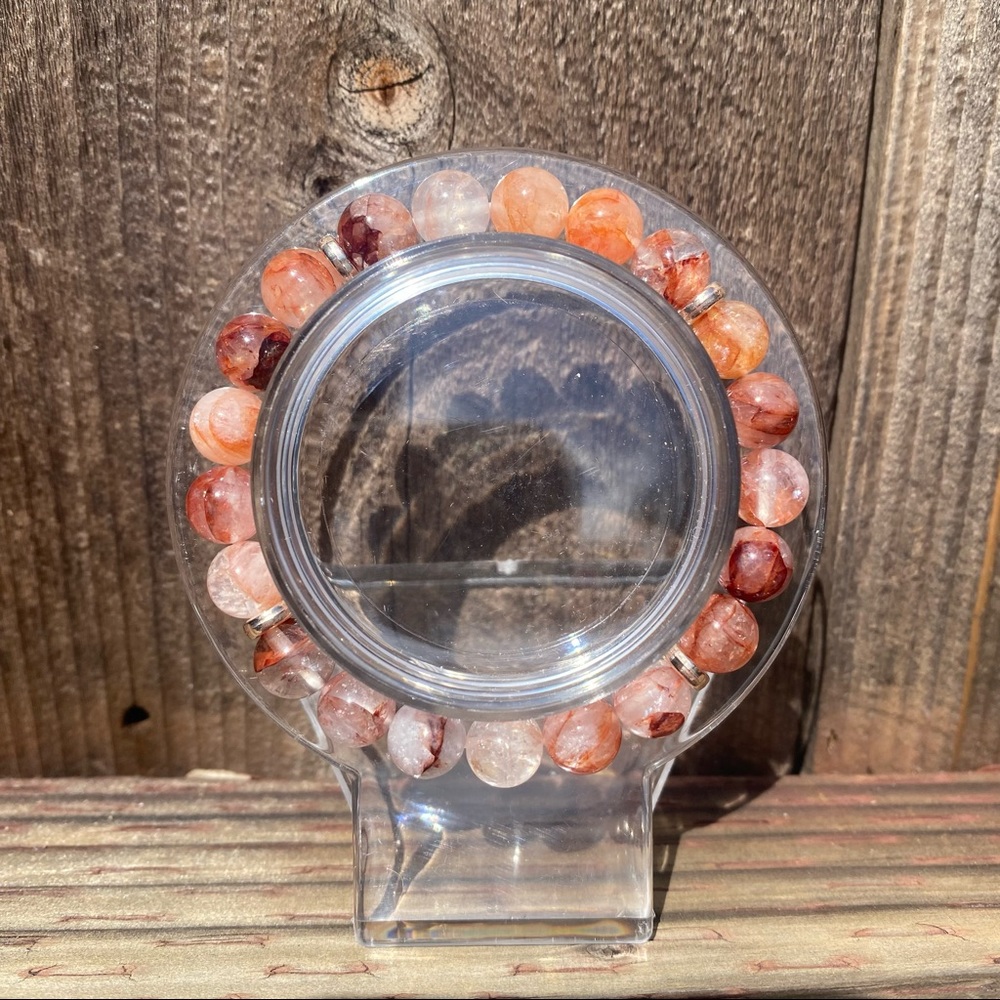Fire Quartz Crystal Handmade Beaded Bracelet Quartz Stone